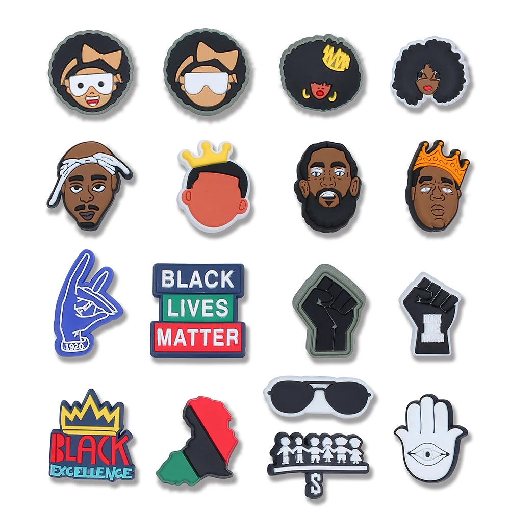 Одиночная распродажа 1 шт. черные пряжки для обуви ПВХ JIBZ крокса Очаровательная