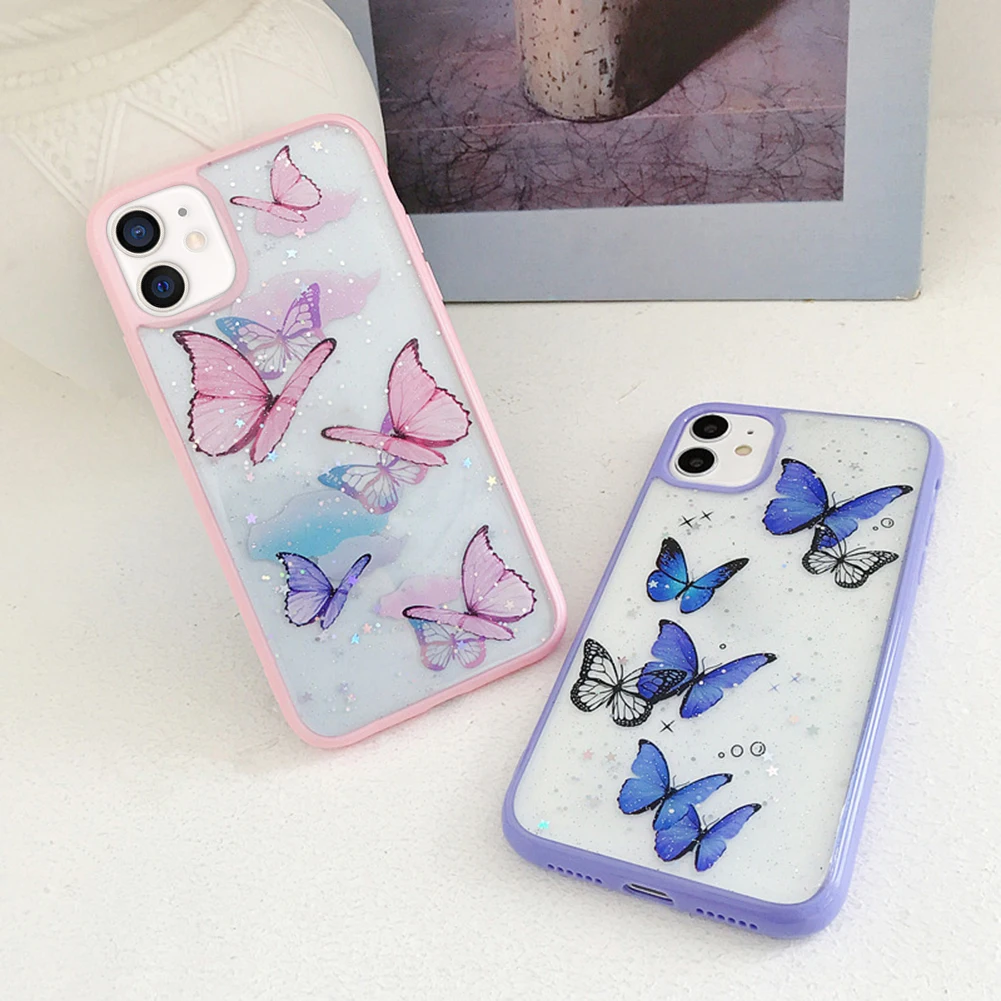 Butterfly Lens Protective Case Sleeve Shockproof Shining Transparent Phone Protector Cover for iPhone11/12 11/12 Pro 11/12ProMax | Игрушки и