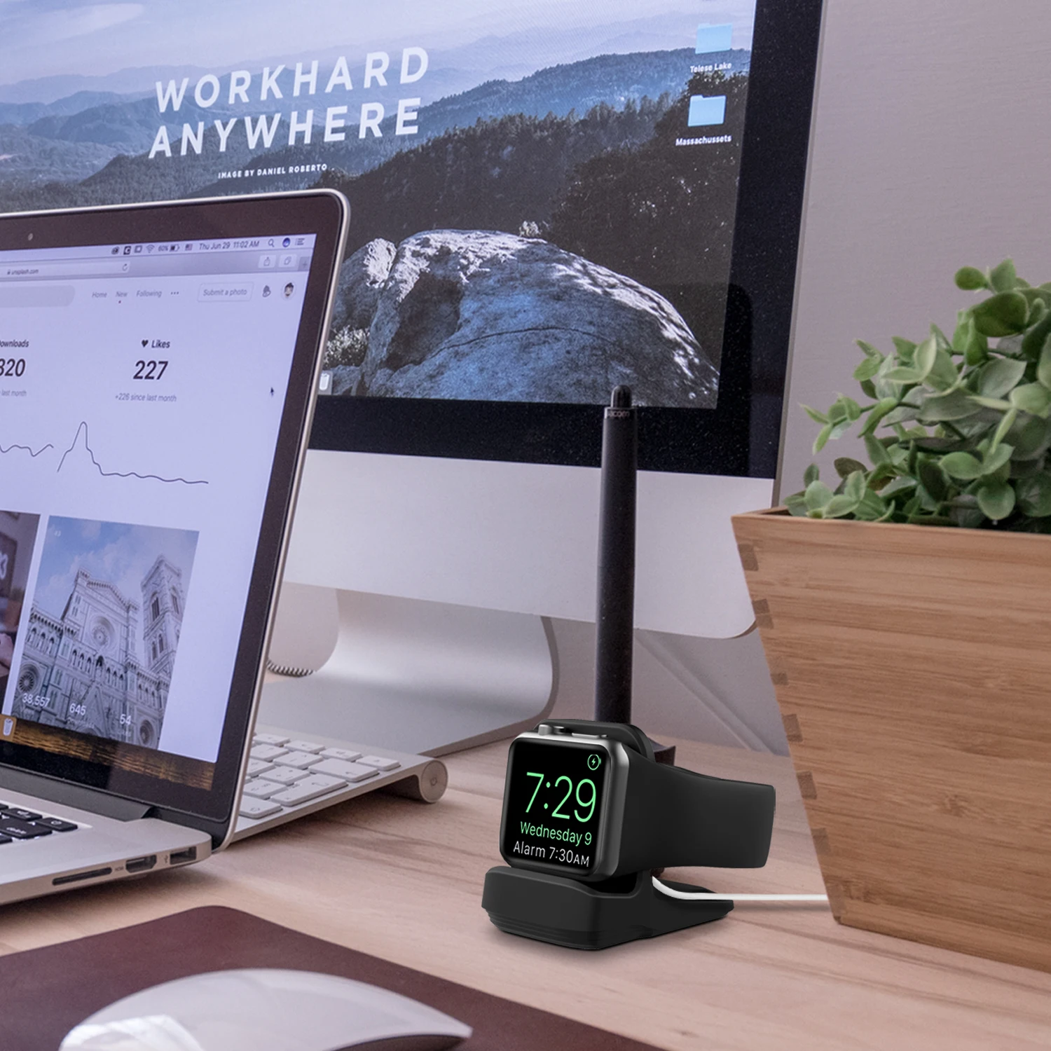 

Charger Stand Mount Silicone Dock Holder for Apple Watch Series 4/3/2/1 44mm/42mm/40mm/38mm Charge Cable