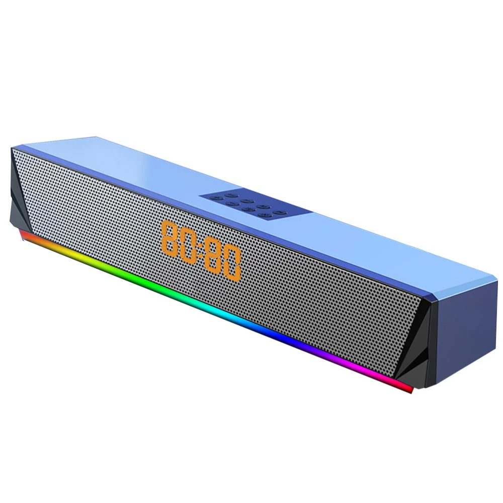 

1pc Wireless Sound Box Home Tabletop Speaker Box Colorful Light Clock Speaker