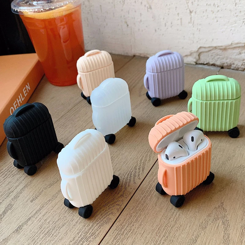 Милый 3D чехол для наушников Apple AirPods чемодан Airpods 2 сумка багажа беспроводная