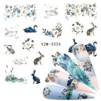 1 sheets summer series nail water decals rabbit pattern tranfer sticker nail art decoration
