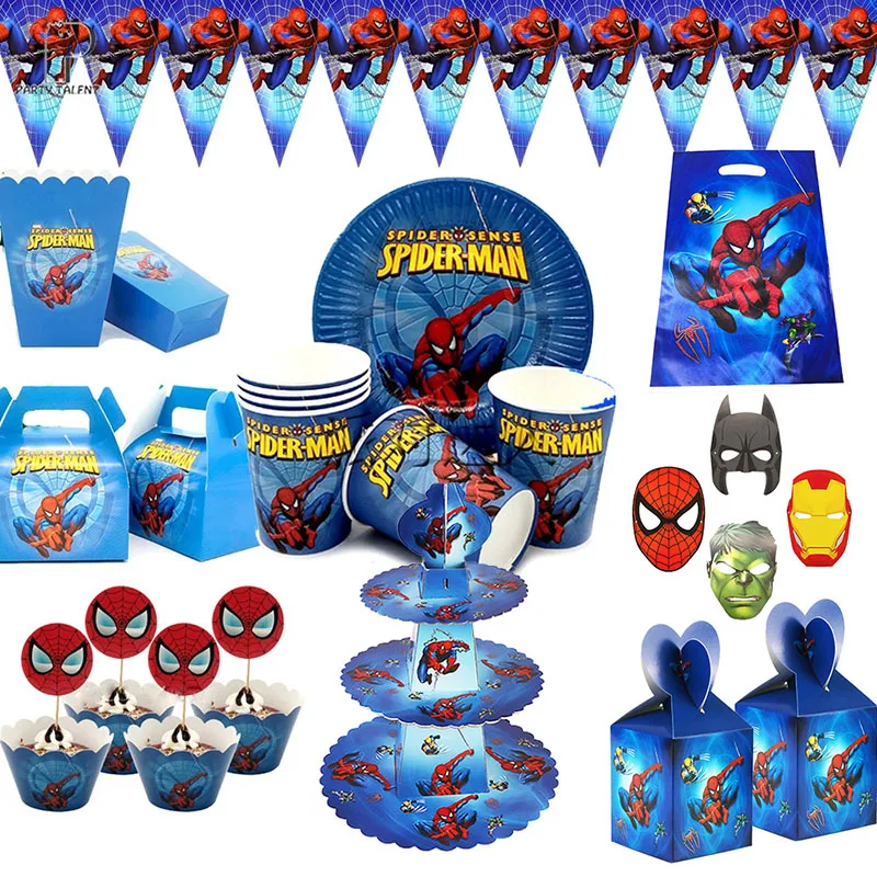 Украшения для дня рождения Marvel воздушные шары одноразовая посуда товары
