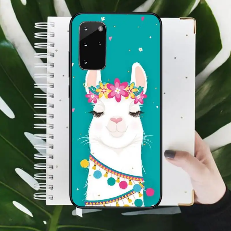 

Alpaca cute cartoon animal Phone Cases For Samsung galaxy S 9 10 20 A 10 21 30 31 40 50 51 71 s note 20 j 4 2018 plus