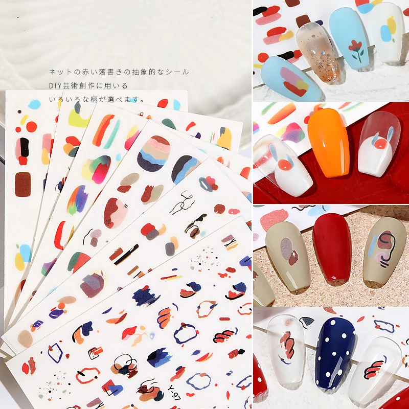 

2021 New Cute Abstract blooming flower 3D Nail Sticker for Nail Self-adhesive DIY Sticker Decals Tips Manicure Nail Art Decals