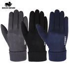 Мужские зимние перчатки BISON DENIM, теплые утепленные хлопковые перчатки с сенсорным экраном, ветрозащитные зимние перчатки для езды на мотоцикле, S063