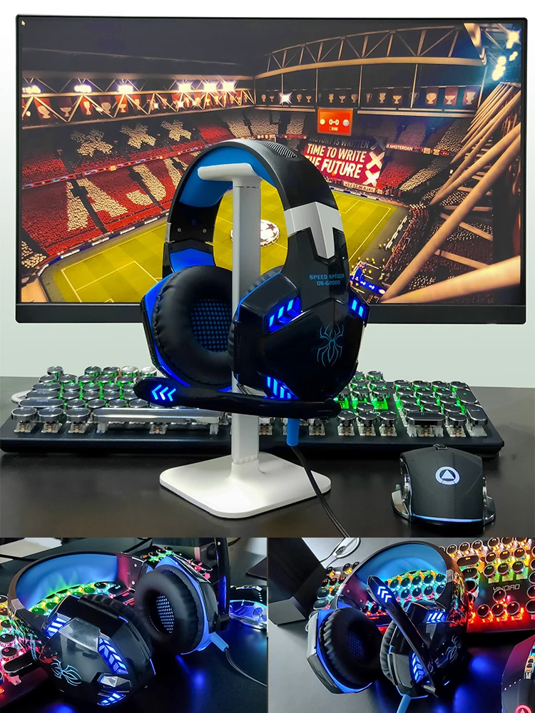 

Professional Gamer Headphones LED Light Stereo Gaming Headset for PS5 PS4 FiFa 21 Xbox One PC with Noise-Cancelling Microphone