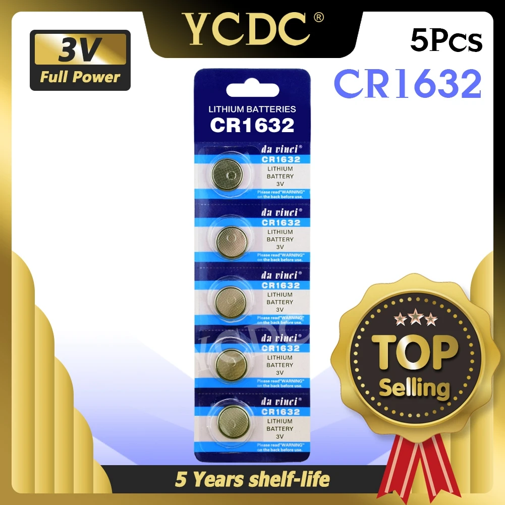 

5pcs/pack CR1632 Button Batteries LM1632 BR1632 ECR1632 Cell Coin Lithium Battery 3V CR 1632 For Watch Electronic Toy Remote