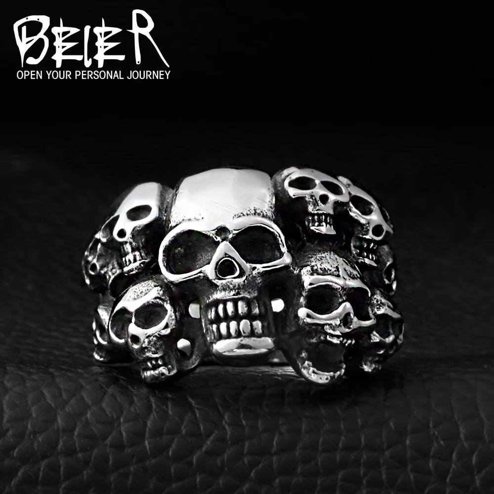Cheap Men's Punk Biker 316L Stainless Steel Unique Design Skull Ring Jewelry BR8-041 US Size