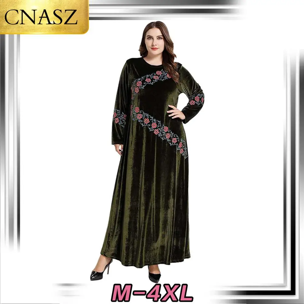 Мусульманское турецкое модное женское длинное платье большого размера Дубай