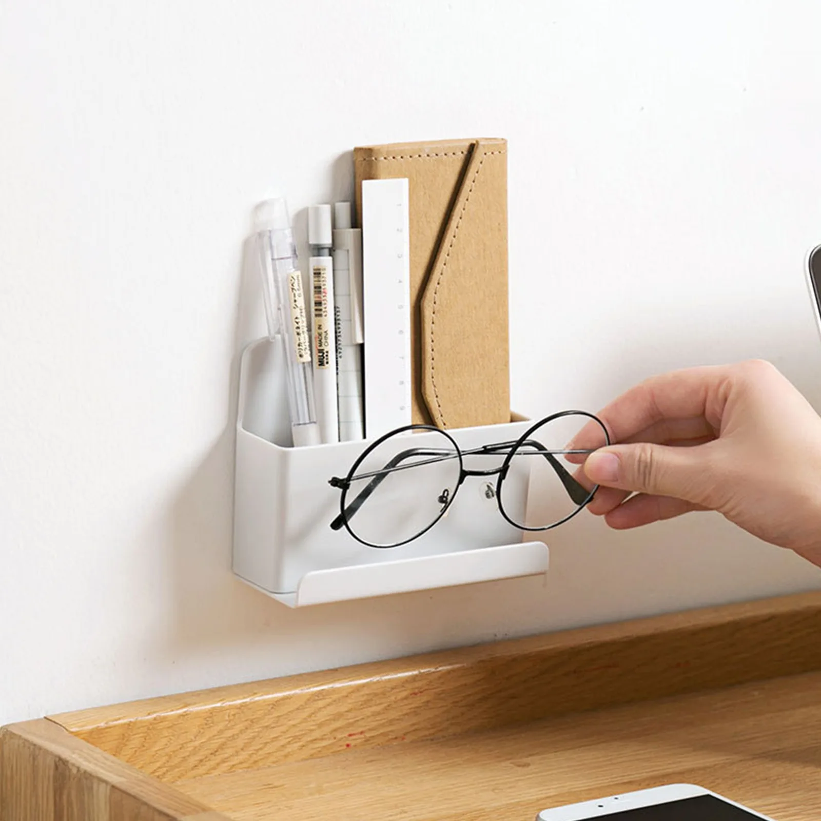 

Wall Mounted Organizer Storage Box Remote Control Air Conditioner Stand Holder Hotel Office Home Storage Charging Organization