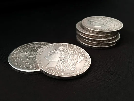 Morgan Dollar Shell и Набор монет (5 + 1 корпус головы задний корпус) магические трюки