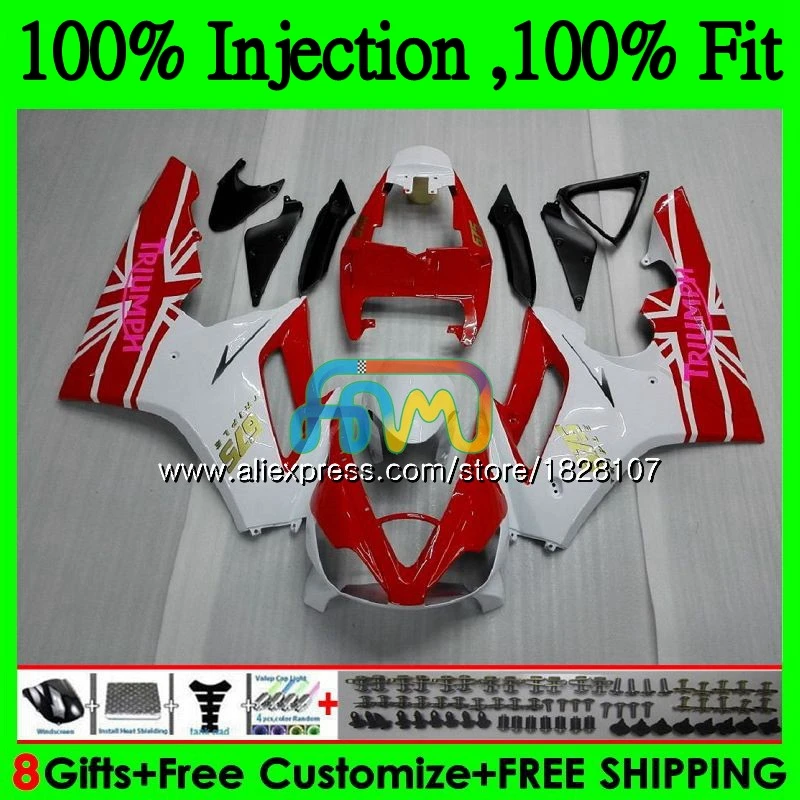 

OEM Body For Triumph Daytona Red white 675 02 03 04 05 06 07 08 76BS.23 Daytona675 2002 2003 2004 2005 2006 2007 2008 Fairing