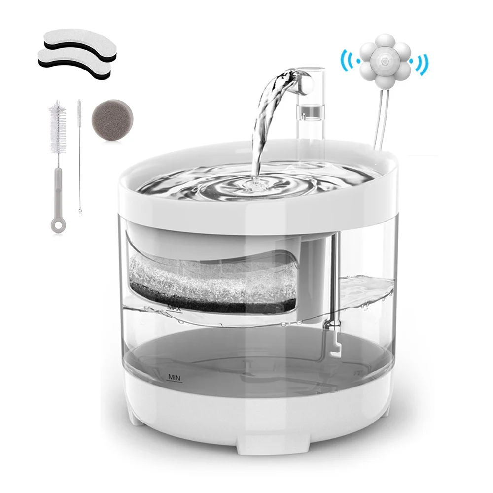 

1.6L 2021 Smart Automatic Cat Dog Drinking Filter Fountain Bowl Auto Circulating Water Dispenser Drinker Feeder Motion Sensor