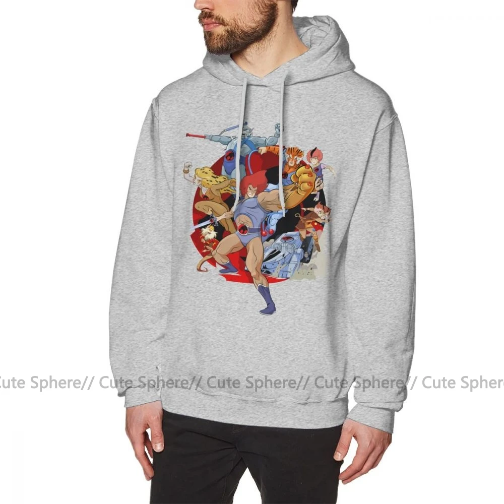 Thundercats Толстовка Толстовки Thundercats Белый Свободный пуловер толстовка с капюшоном с длинными Длина свободный хлопковый комплект для мальчиков осенний шерстяной милые толстовки - Цвет: Gray