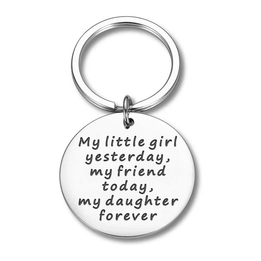 

Daughter Birthday Keychain Gifts From Father Mother Wedding Graduation Gift for Her Forever My Little Girl Yesterday Keyring