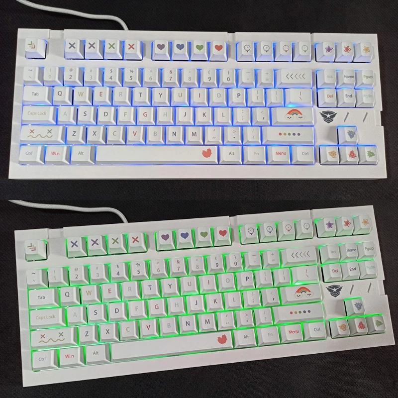 

Mechanical Keyboard Keycaps Colorful Cherry Profile 134 Keys Dye Sub Key Compatible with Cherry MX GK61 64 84 96