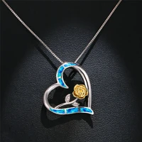 cute women imitation opal necklace statement jewelry accessories fashion flower heart pendant necklace for women