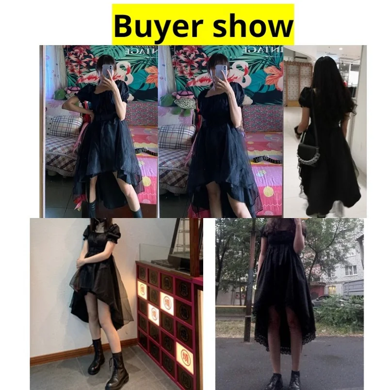 Женское асимметричное платье Rosetic готическое винтажное Сетчатое с пышными