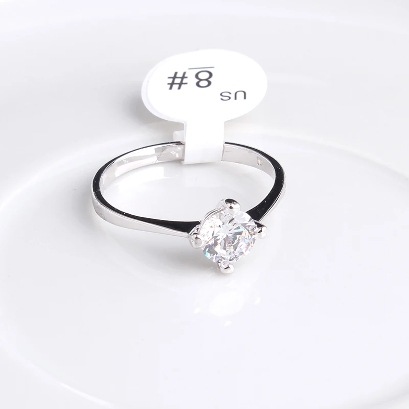 wedding rings Four claw big white zircon wedding rings for men women wholesale