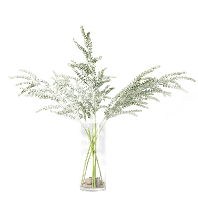 Зеленый искусственный цветок в скандинавском стиле 3 зубца имитация бамбукового