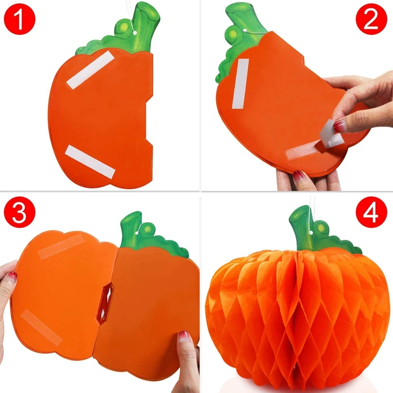 Набор из 12 Бумага Вафельная Ткань центральные 3D ткани тыквы висит Хэллоуина Дня