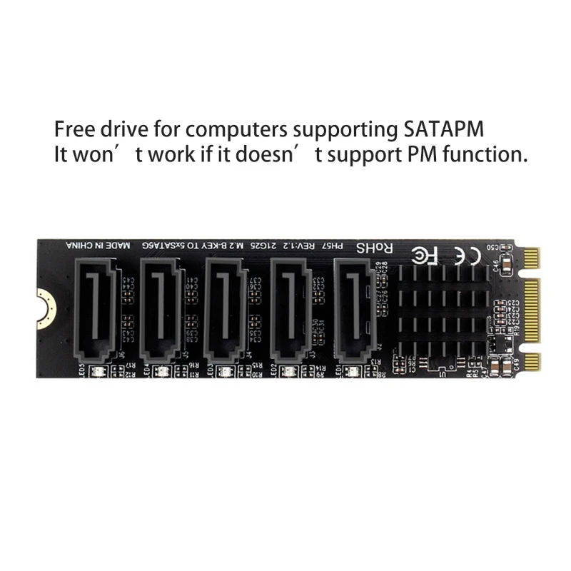 

Universal 5Ports M.2 B-Key Sata to SATA 3.0 6G SSD Adapter with Indiacator Light Computer Expansion Card Drop shipping