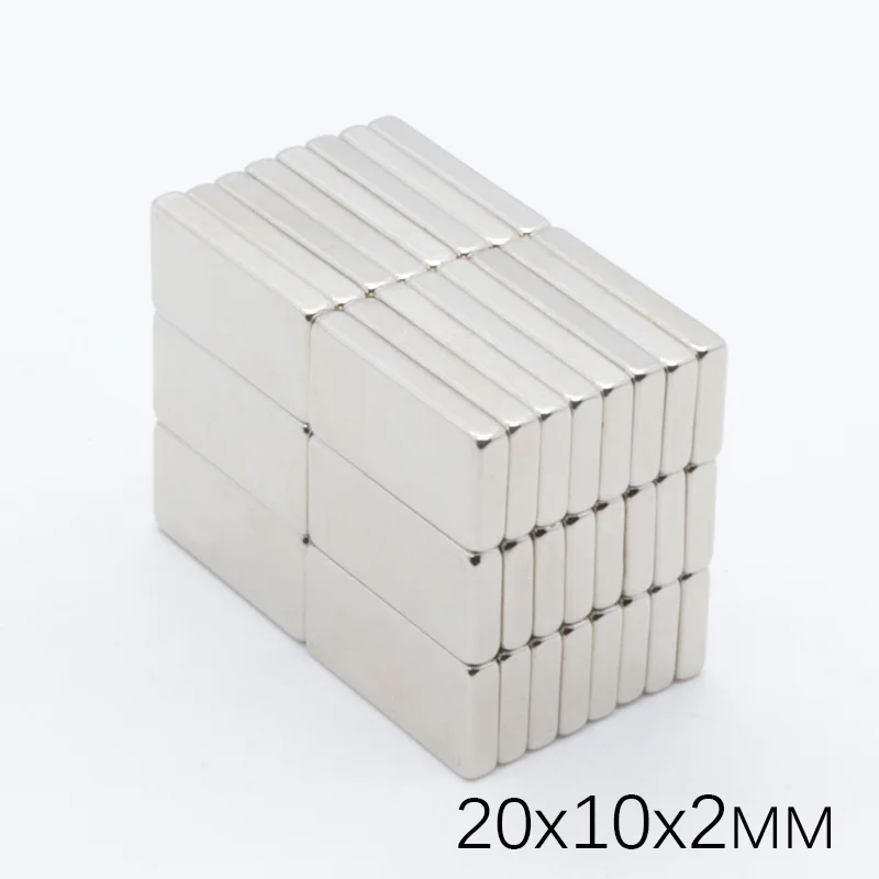200 шт. 20x10x2 мм квадратный Неодимовый магнитный блок водомера постоянного супер