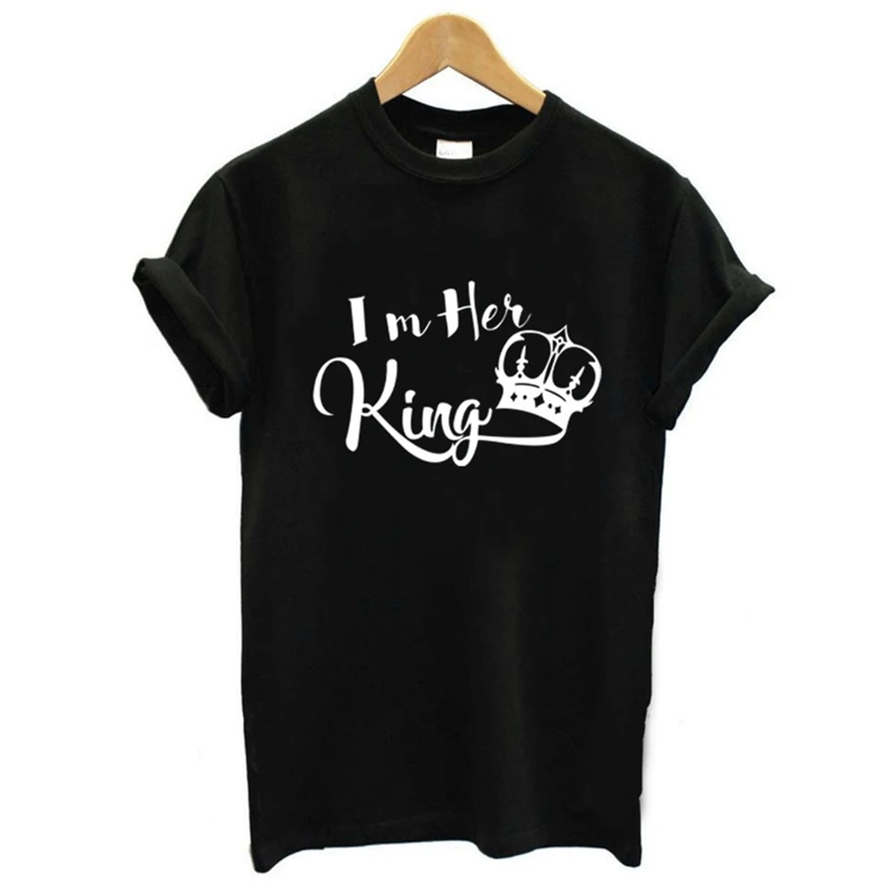 

King Queen Crown Print Couple T Shirt Women Man Short Sleeve O Neck Tshirt Summer Lovers Tee Shirt Tops IIRN