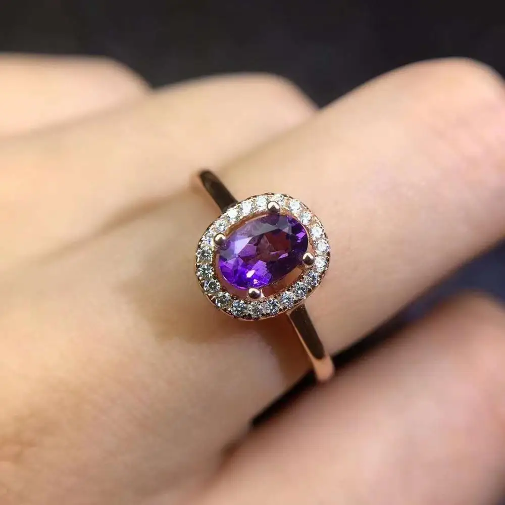 Кольцо из натурального и настоящий аметист серебро 925 пробы драгоценный камень