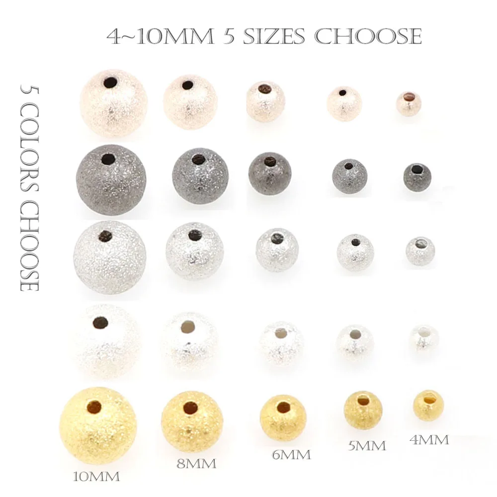 Золотистые и Серебристые круглые медные бусины разделители матовые для