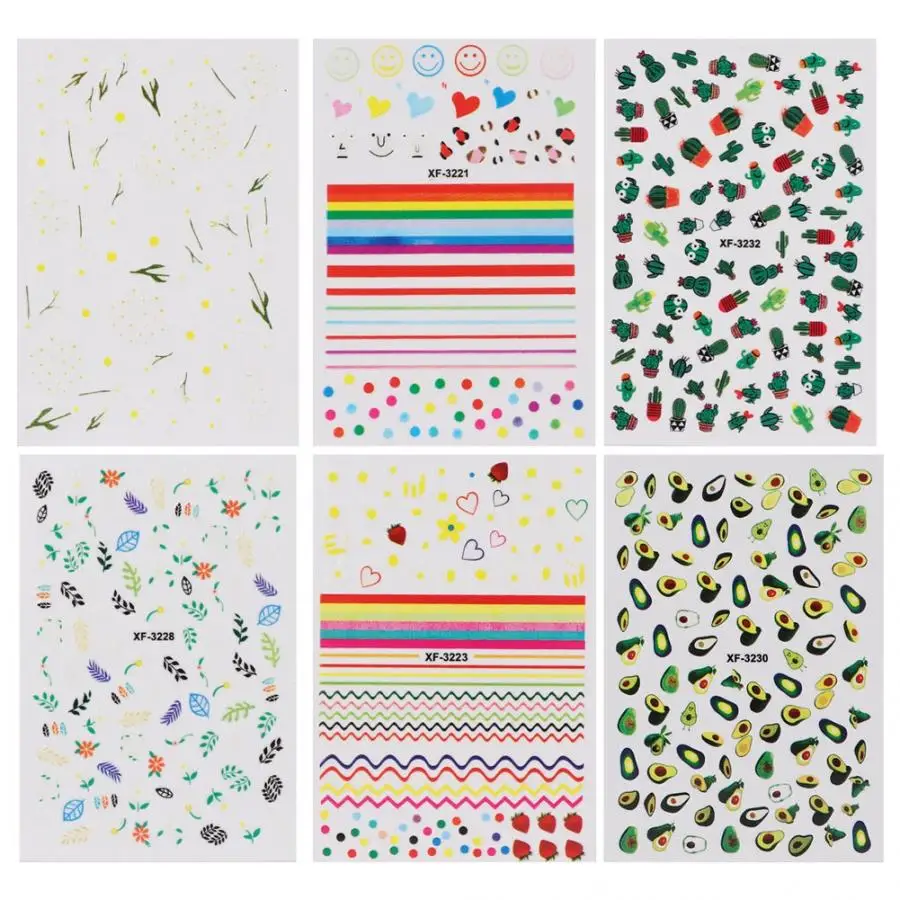 Наклейки для ногтей 6 шт изысканный дизайн стикер авокадо шаблон самоклеющаяся