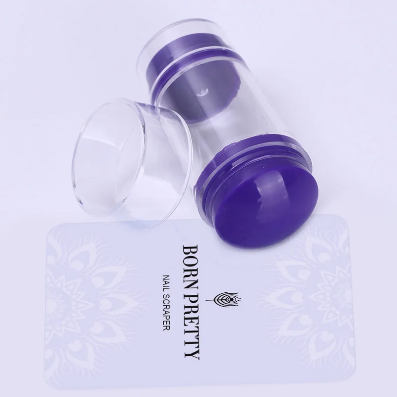 Purple 2 шт BORN PRETTY 4 см XL стемпер мягкий Зефир большой набор для дизайна ногтей штамп и скребок маникюрный набор инструментов для штамповки ногтей - Цвет: Purple