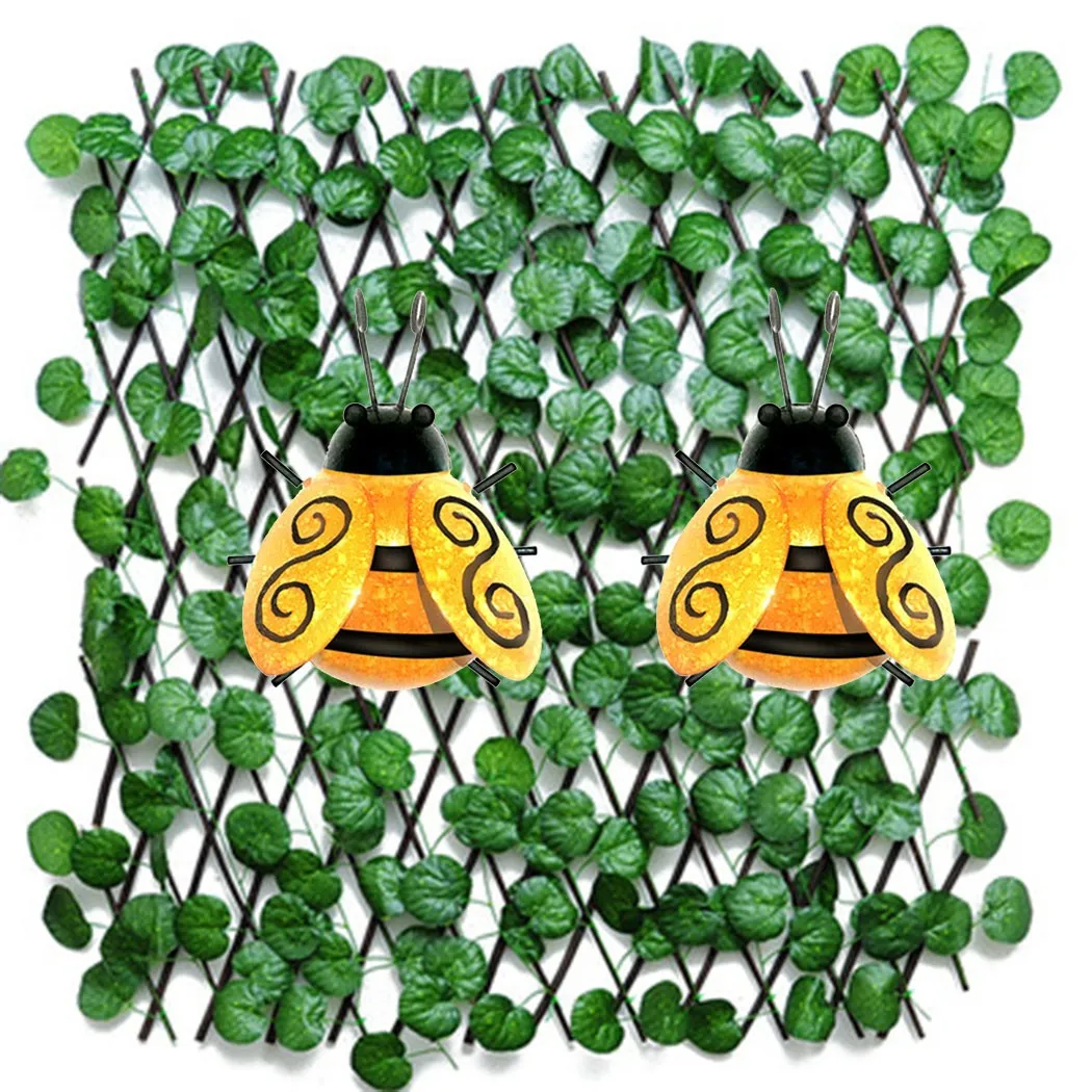 

2pcs/set Insect Ornament Home Decoration Metal Outdoor Wall Art Yellow
