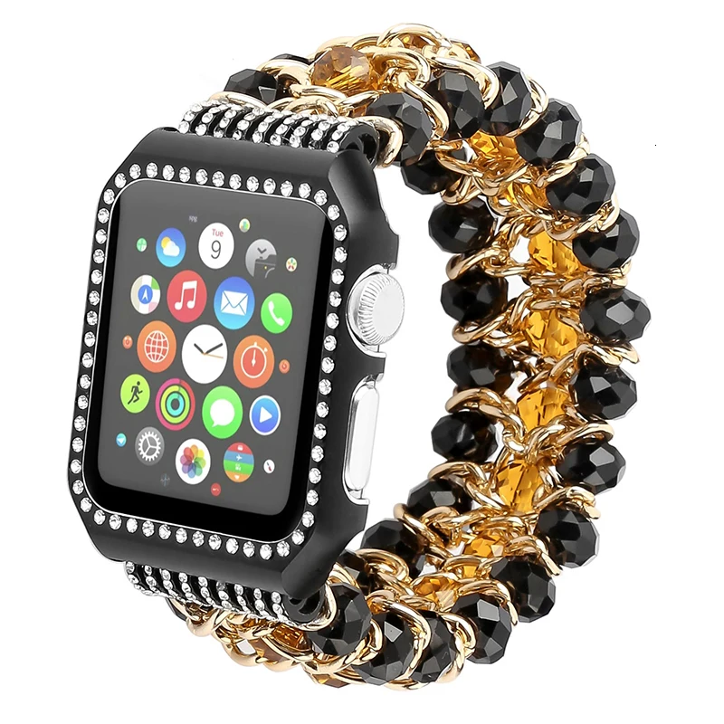 Ремешок с рамкой для Apple watch 44 мм серии 5 3 2 1 ручной работы из бисера эластичный браслет сменный ремешок на запястье 38 мм 42 мм