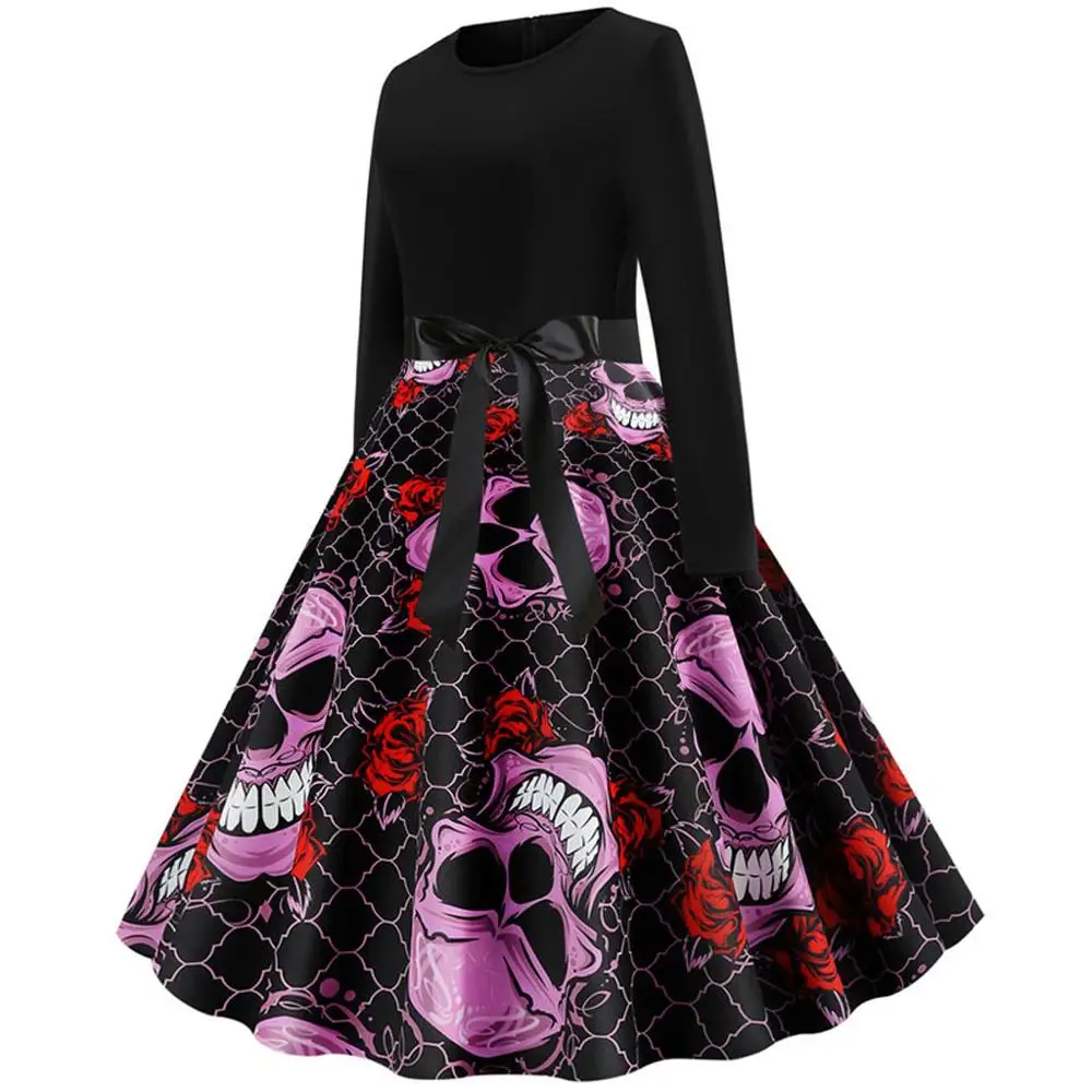 Женское платье для выпускного винтажное с длинными рукавами на Хэллоуин 50 s