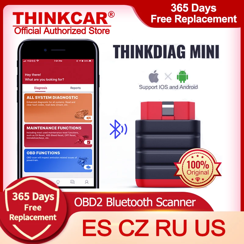 THINKCAR Thinkdiag Мини OBD2 сканер профессиональный Bluetooth автомобильный диагностический
