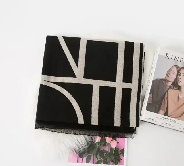 Новинка Осень-зима 2021 шаль с принтом в виде линии шарф |