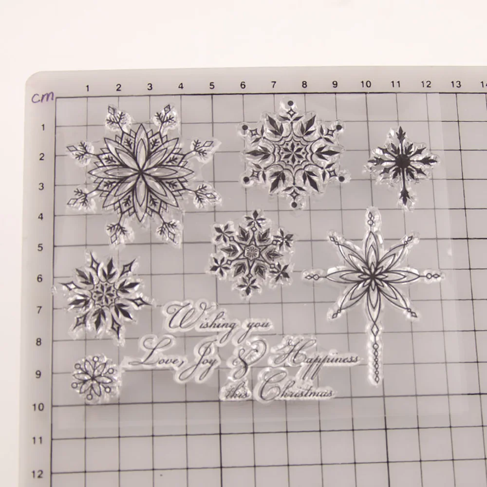Snowflake Transparent Silicone Stamp for Scrapbooking Christmas Card Paper Craft Silicon Rubber Roller Stamps | Дом и сад