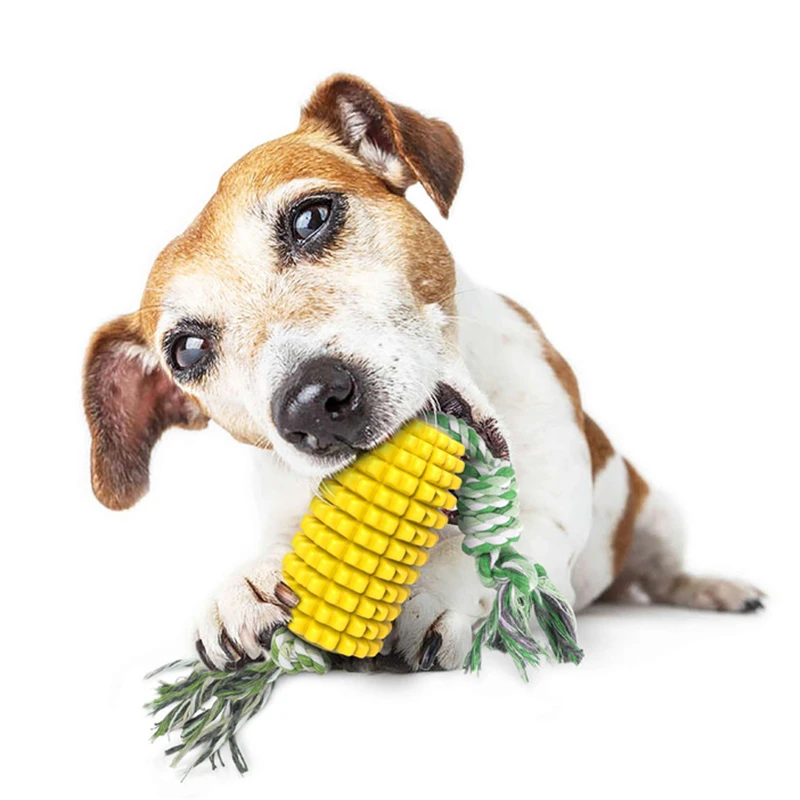 

New Bionic Corn with Rope Dog Toy Molar Rod Bite-Resistant Tooth Cleaning Bone Pet Dog Toothbrush Multifunctional Toy