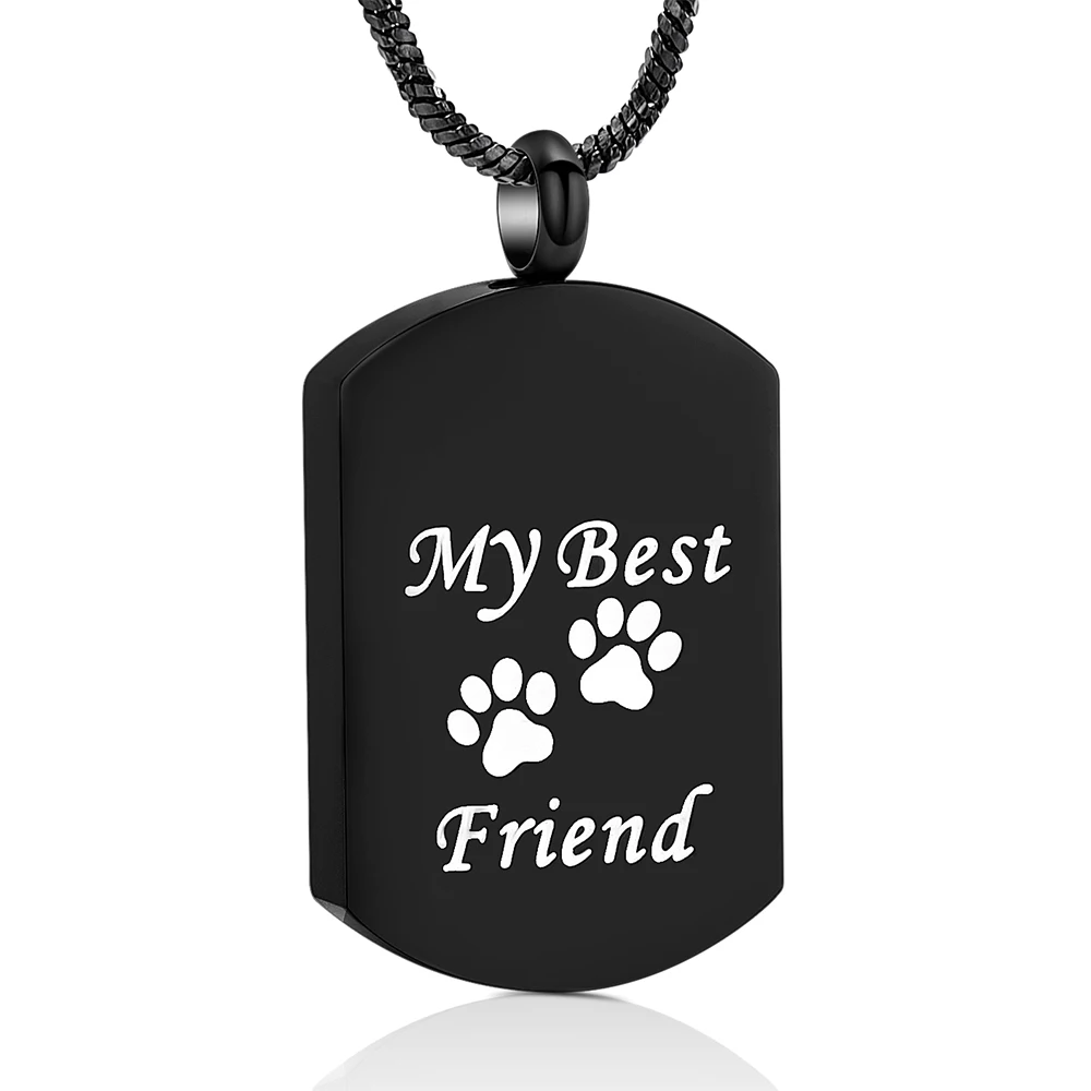 Cremation Necklace Pet Paw Print Dog Tag Memorial Ash Keepsake Memorial  Jewelry for Pet Ashes Human Ashes