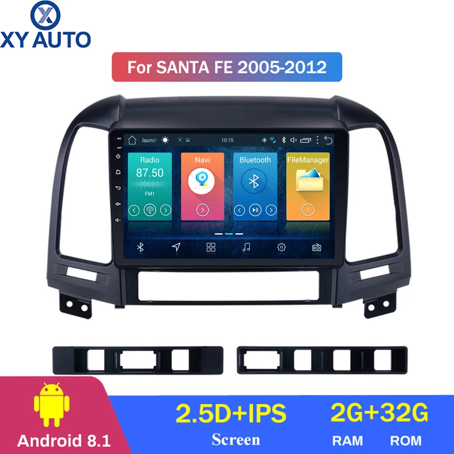 9 дюймовый 2.5D IPS HD мультисенсорный экран Android 8 1 2 Гб ОЗУ 32 ПЗУ NAVI для Hyundai Santa Fe 2005 2012