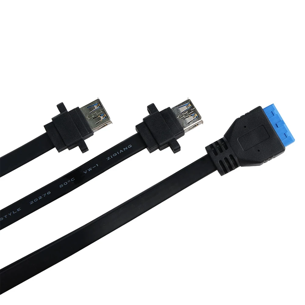 

IDE20P Front Panel Extension Cable 20 Pin to Dual USB3.0 Female with Screw Holes 30/50/80cm Chassis Data Adapter Cable