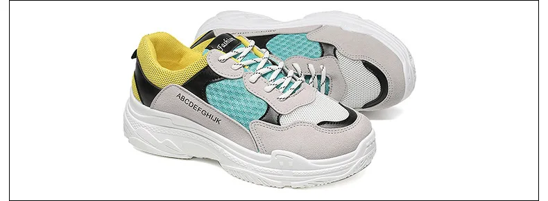 Женская спортивная обувь года моды Tenis Feminino летняя белая дышащая сетка кружева с толстым каблуком туфли на платформе расширенный супер
