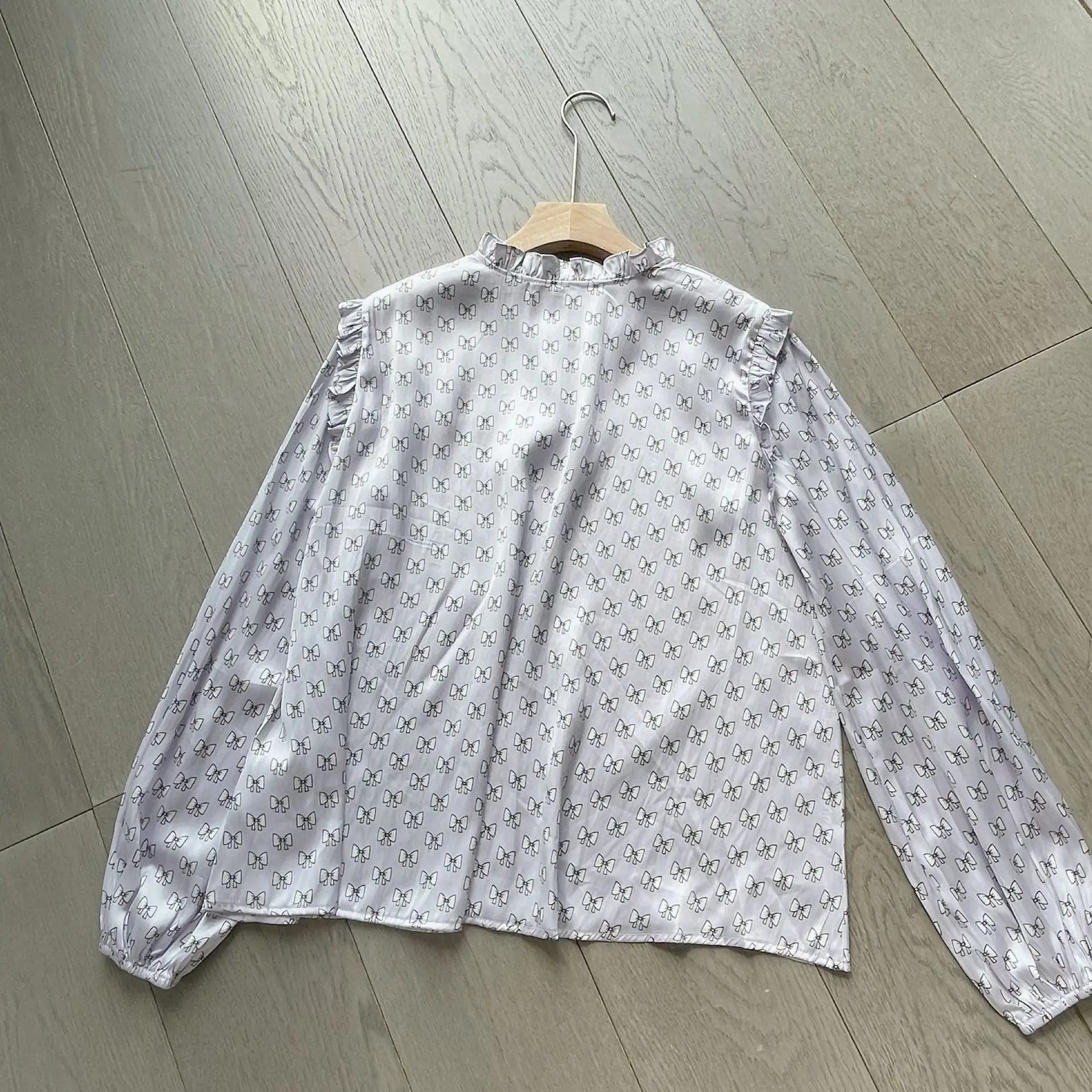 

Women Shirt 2021 New Women's French Neckline Lace Ruffled Lantern Sleeve Long Sleeve Shirt Top