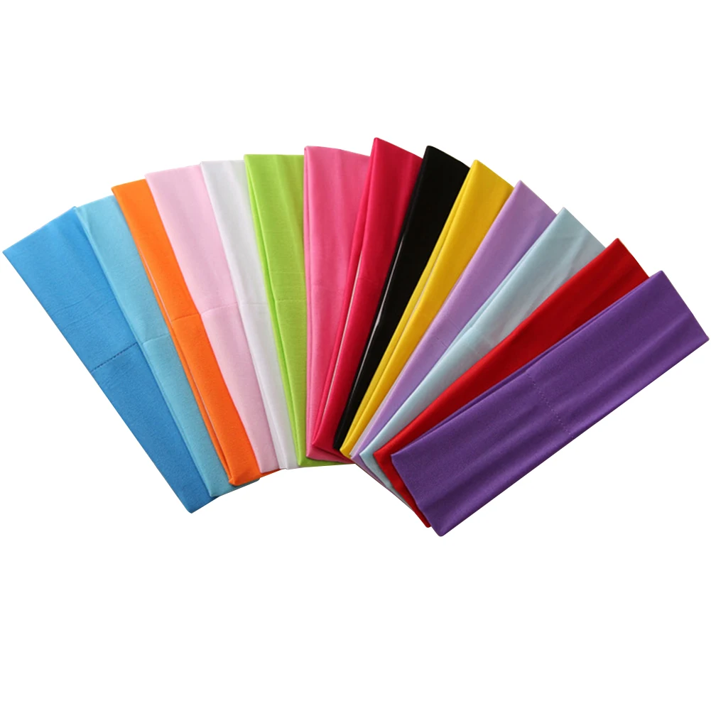 

14pcs/set Solid Color Milk Silk Yoga Headband Fitness Elastic Sweatband Yoga Hair Accessories Effective Working-out Accessories