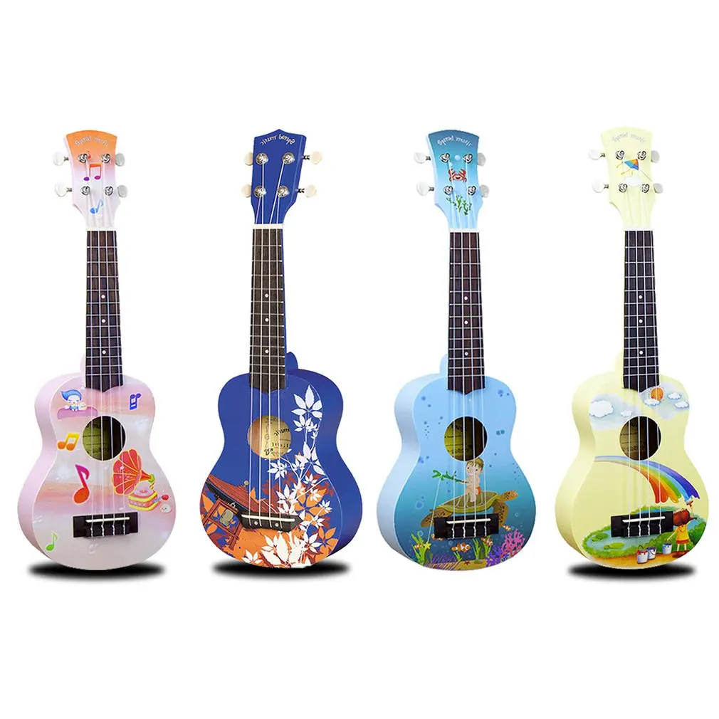 

Ukulele 21 Inch Hand-Painted Cartoon Pattern 4 Strings Uke Bass Stringed Musical Instrument Perfect For Beginners