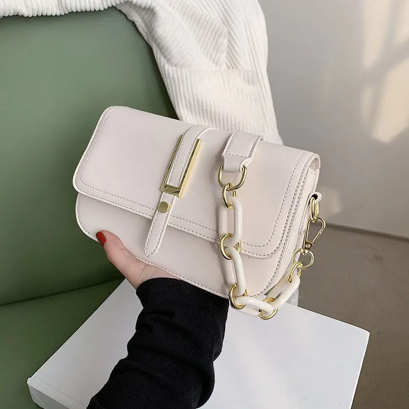 

Shoulder Bag Female Handbag Purse Women Bag Chain Crossbody Bag Women Fashion 2021 New PU Leather Simple Solid Color All-match