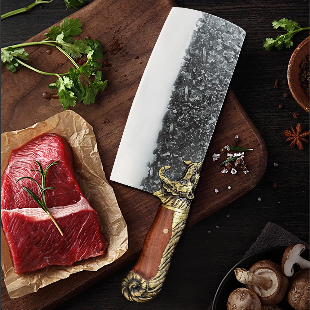 

Chinese Kitchen Knife 7.5"chef Knife Stainless Steel Meat Butcher Vege Chopping Cleaver Knives Outdoor Cooking Cutter Gift Box