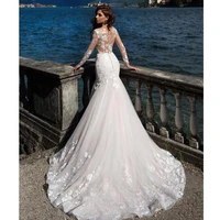 mermaid plus size wedding dress honey neck white ivory african lace fabric 2019 high quality long sleeves